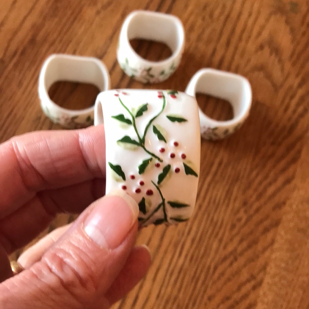Holly Napkin Rings - Picture 3 of 6